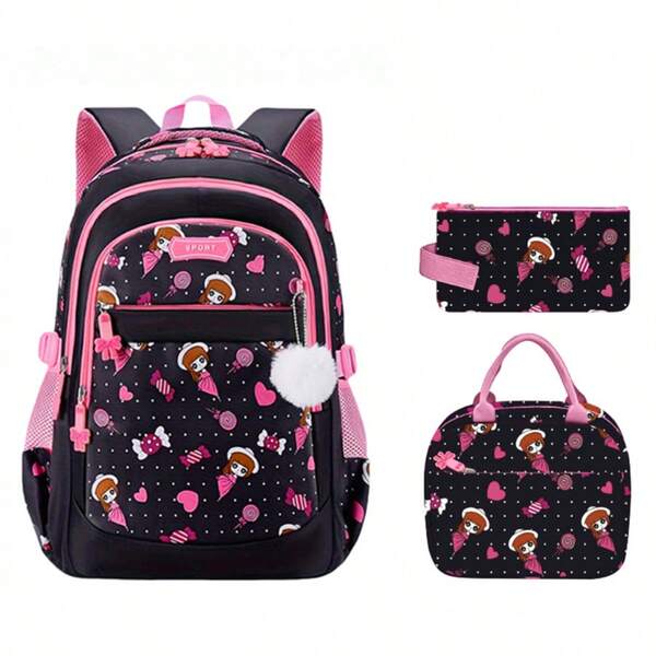 3pcs Kids Backpack Set With Handbag, Pencil Case, 2026 Back To School Large Capacity Lightweight Multi-Pocket Backpack