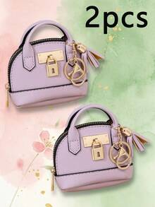 CHARM INFINITE Dompet Koin Gantungan Kunci Kubah Mini, Tas Penyimpanan Earphone Kulit PU dengan Kunci dan Rumbai, Tas Penyimpanan Portabel Wanita, Aksesori Gantungan Tas yang Lucu - MultiWarna - View 27