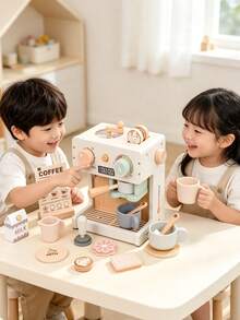 Mainan Meja Pembuat Kopi Kayu Italia Simulasi, Set Peralatan Makan Dim Sum, Mainan Dapur Simulasi Pembuatan Kopi untuk Bayi, Alat Bantu Pengajaran Pendidikan Dini - MultiWarna - View 1