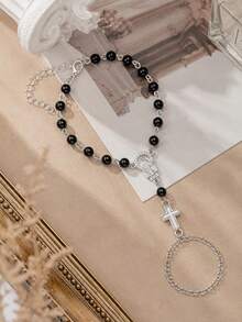 1pc Gothic Style Metal Chain Cross Finger Chain, Suitable For Daily Wear, Gatherings And Parties Religious Jewelry - Multicolor - View 4
