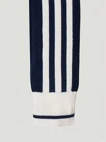 Adidas Originals 女款拼色條紋修身運動夾克 - 藏蓝色 - 查看 4
