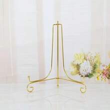 1pc (10cm/3.94in) Gold Iron Plate Display Stand, Suitable For Plates, Photos, Etc., Photo Display Stand, Card Display, Decorative Plate, Artwork - A - View 11
