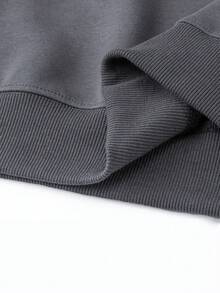 Women's Minimalist Black & Gray Versatile Loose Casual Comfortable Home Daily Commute Crew Neck Long Sleeve Sweatshirt Fall - Dark Gray - View 8