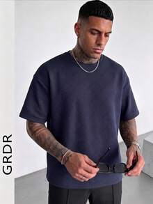 GRDR 男士時尚圓領純色短袖T恤 | 精緻設計 | 夏季必備 | 易於搭配 | 展現你的風格 - 藏蓝色 - 查看 4