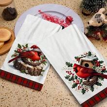 2/4/48pcs Christmas Series North American Cardinal Pattern Printed Kitchen Towels - Super Soft, Highly Absorbent Polyester Dish & Hand Towels, Perfect For Holiday Decor, Kitchen Decor, Party Decor. - Multicolor - View 5