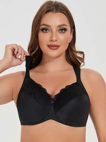 MELENECA Women's Minimizer Bra Full Coverage Plus Size Underwire Lace Comfort Cushion Strap - Black - View 6