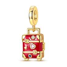 1 pieza Juego de colgantes con múltiples temas chapados en oro de 18K que incluye cruz, huella de pata, corazón, calabaza, carruaje, Buda, león, casa, matrioska, viaje, zapatillas de ballet, estrella, cámara, elefante, árbol de la vida, mariposa, corazón entrelazado, cuentas, adecuado para pulsera de 3mm, collar, fabricación de joyas, cuentas espaciadoras apilables, compatible con pulsera de cadena de serpiente DIY, regalo para mujeres y niñas - Dorado - Ver 29