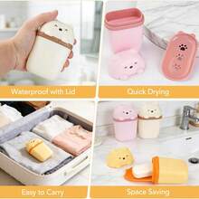 1pc Cute Travel Soap Dispenser, Portable Leak-Proof Liquid Soap Container With Lid, Soap Dish With Drainage Function, Suitable For Bathroom, Gym, Travel, Camping And Outdoor Use (Bear Shape) - View 10