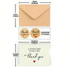 1/5/10pcs Thank You Cards With Envelopes, Suitable For Wedding, Teacher's Day, Graduation, Business, Holiday, Christmas, Thanksgiving And More Occasions (Randomly Includes 2 Styles Of Stickers) - Multicolor - View 8