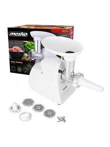Adler Meat Grinder, Meat Mincer, Sausage Maker, Meat Mincing Machine - Reverse Function, 3 Sieves 3/5/7mm, Sausage Stuffer Attachment, 350W (Max 1500W), Pusher Included, White - EU E Type Plug(220-240V) - View 5