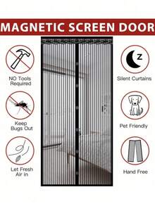 Magnetic Screen Door, Magnetic Closing - Blocks Insects And Lets Cool Air In, Durable Mesh - Suitable For Pets And Children, Fits Front Door And Sliding Door - Multicolor - View 2