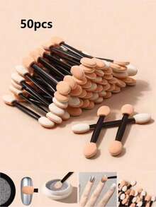 200/100/50pcs Dual-Ended Sponge Nail Art Brushes, Gradient Nail Art Sponge Applicators - Black - View 7