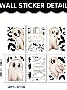 6 Large Halloween Stickers, Ghost Theme Window Decals, Cute Ghost Shaped Halloween Window Stickers, Halloween Party Decoration, Halloween Street Scene Window Display Stickers, Halloween Party Supplies, Halloween Decoration, Halloween Gift, Restaurant Background Decoration, Home Decor, Kitchen Window Stickers, Autumn Decoration, Party Gift, Seasonal Decoration - A - View 13