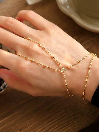 1pc New Minimalist Hand Chain Bracelet With Finger Loop, Niche Design, Exquisite Fashionable Ins Style, Premium Hand Jewelry