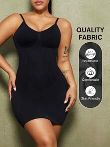 1pc Plus Size Women's Seamless Shapewear Dress With Tummy Control And Butt Lift PAUKEE Shapewear For Dress, Postpartum Clothes - Black - View 5