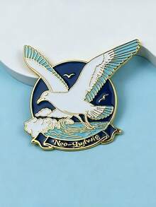 Blue Ocean Bird Brooch – Flying Seagull Wave Enamel Pin For Bag Jacket Accessories Gift - Multicolor - View 2