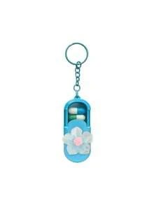 Portable Mini Pill Box With Fluorescent Flower Design, Portable Pill Box With Keychain, Office Worker Pill & Vitamin Storage Box, Handmade Mini Pill Box, Travel Medicine Storage Box, Daily Vitamin Pill Box, Pocket Pill Box, Compact Pill Box, Daily Pill Storage Container, Waterproof Pill Box, Daily Medication Organizer, Keychain, Home Essential, Travel Essential - Multicolor - View 12