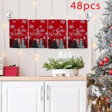 2/4/48pcs Christmas Series Red Background Winter Pine Tree Pattern Printed Kitchen Towels - Ultra Soft, Highly Absorbent Polyester Dishcloths And Hand Towels, Perfect For Holiday Decor, Kitchen Decor, Party Decor - Multicolor - View 13