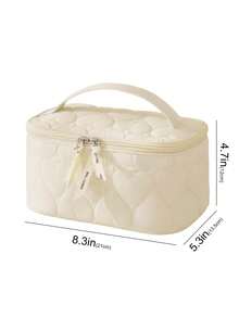 Large-Capacity Cosmetic Bag,Multi-Compartment,Lightweight Quilted Makeup Bag Organized For Toiletries,Cosmetics,Makeup Brushes,Skincare,Medication,Etc,Bow Embroidery Sweet Style Multifunctional Storage Bag For Gift,For Home,Travel,Vacation,School Use - Multicolor - View 14