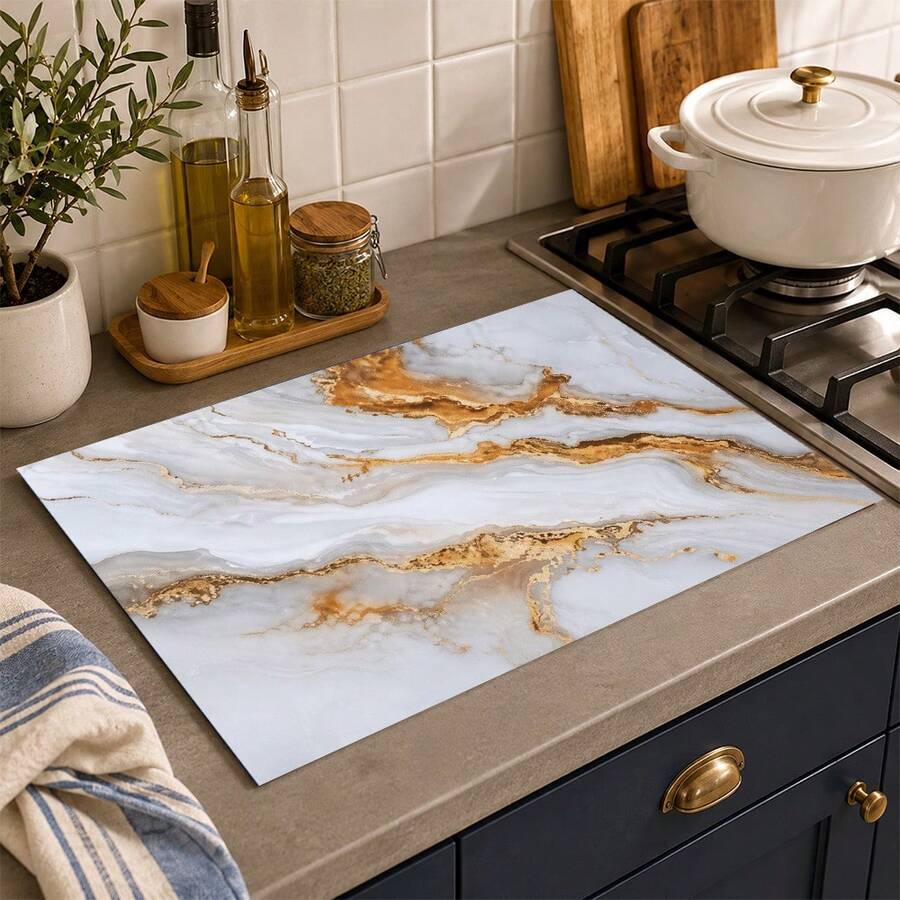 1 pieza Alfombrilla de drenaje de cocina de tierra de diatomeas con patrón de mármol, alfombrilla de secado rápido y antideslizante para cafetera y alfombrilla de secado de platos, adecuada para encimera de cocina y mesa de comedor - Multicolor - Ver 1