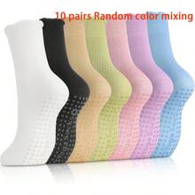 1/3/5/6/8/9/10 Paia di Calze Sportive da Donna Calcuit, Combinazione Multicolore, Costolatura Verticale, Fascia Antiscivolo, Suola in Silicone Antiscivolo, Stile Coppia, Adatte per Tutte le Stagioni, Tessuto a Maglia, Multifunzionali Casa/Fitness/Yoga/Pilates - Multicolore - Visualizzare 17