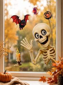 1/2pcs/Skull Halloween Fridge Magnets - Cute Fridge And Glass Window Stickers Decoration; Halloween Window Stickers And Decals, Halloween Party Supplies - Multicolor - View 3
