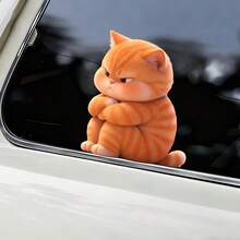 10/6/5/3/2/1pc Cute Grumpy Orange Tabby Cat Stickers Kawaii Ginger Kitten Removable PVC Funny Animal Decals For Car Window Bedroom Luggage Rome Auto Decor Fall Bathroom Decor Halloween Wall Decor - A - View 6