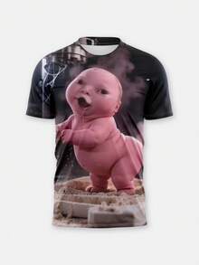 Custom Men's Printed T-Shirt, Stupid Meme Tshirt, Upload Your Image, Weirdcore Aesthetic Top, As Birthday Gift, Funny Gift, - White - View 2