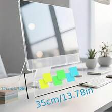 1pc Monitor Memo Board Holder, No-Adhesive Computer Monitor Message Board, Space-Saving Under-Monitor Installation, Movable And Reusable, Durable Acrylic Material, Office And Home Desktop Storage, Back To School, College Dorm Essentials, Office Supplies - Multicolor - View 4