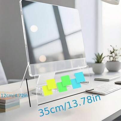 1pc Monitor Memo Board Holder, No-Adhesive Computer Monitor Message Board, Space-Saving Under-Monitor Installation, Movable And Reusable, Durable Acrylic Material, Office And Home Desktop Storage, Back To School, College Dorm Essentials, Office Supplies