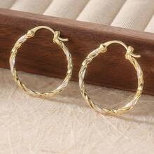 Gmzalx Eternal Twist Hoop Earrings, Vintage Luxury Style, Avant-Garde Daily Accessory, Perfect Gift For Fashionable Women's Everyday Elegance - Gold - View 2