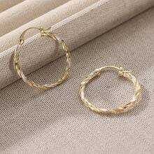 Gmzalx Eternal Twist Hoop Earrings, Vintage Luxury Style, Avant-Garde Daily Accessory, Perfect Gift For Fashionable Women's Everyday Elegance - Gold - View 3