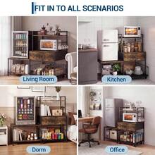 Techigher Mini Fridge Stand With Drawers, Heavy Duty Kitchen Baker's Rack With Mini Fridge Space, 5-Tier Microwave Stand & Coffee Bar Station, Space Saving Utility Organizer Cabinet For Office, Dorm, Studio - Multicolor - View 5