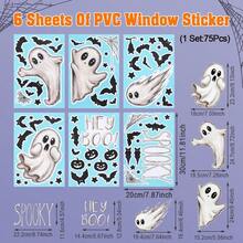 6 Large Halloween Stickers, Ghost Theme Window Decals, Cute Ghost Shaped Halloween Window Stickers, Halloween Party Decoration, Halloween Street Scene Window Display Stickers, Halloween Party Supplies, Halloween Decoration, Halloween Gift, Restaurant Background Decoration, Home Decor, Kitchen Window Stickers, Autumn Decoration, Party Gift, Seasonal Decoration - A - View 11