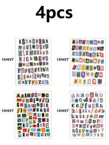 8/4/1pc Vintage Magazine Letter Stickers, Ransom Letter Scrapbook Sticker Set, Decorative Planner Letter Stickers, Suitable For Scrapbooking, Junk Journal, DIY Crafts, Laptop, Water Bottle And Planner Decoration, Back To School, New Year, Graduation Gift - Multicolor - View 14