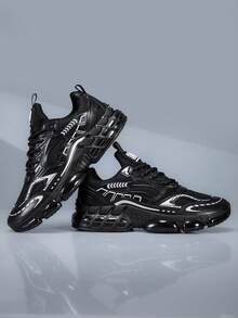 Lightweight Men's Casual Versatile Sports Shoes - Comfortable & Breathable With Shock Absorption, Suitable For Outdoor Activities - Black - View 5