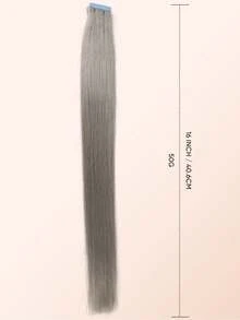 Jessie's Wig 20pcs 50g Tape In Hair Extension, 100% Real Remy Human Hair Extension For Salon Silky Seamless Invisible Skin Weft Tape Ins, Silver Grey Color, For Thinning Hair Woman Natural Look Can Be Reused ,Add Volume Halloween Costumes - SSilver - View 6
