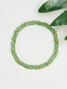 1pc New Handmade Glass Bamboo Knot Bracelet, & Exquisite, Suitable For Daily Wear And Gifting - Multicolor - View 4