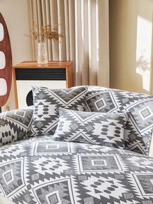 1pc Bohemian Style New All-Season Sofa Cushion, Straight-Line Anti-Scratch Leather Sofa Cover - Grey - View 6