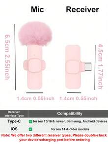 2 Paket Mikrofon Lavalier Nirkabel untuk Perangkat USB-C, Mikrofon Mini Ganda dengan Klip dan Penerima, Pasang & Mainkan, Pemasangan Otomatis, Tidak Perlu Bluetooth atau Aplikasi, Mikrofon Portabel untuk Streaming Langsung, Vlogging, Perekaman Video, Wawancara & Pengajaran Online - Berwarna merah muda - View 7
