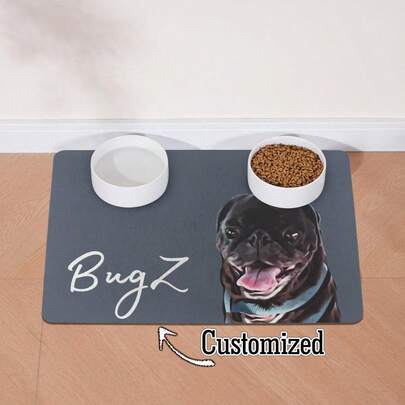 1 pieza Alfombrilla personalizada para perro con foto y nombre de mascota, alfombrilla para comida de perro personalizada, colorida, linda, minimalista, ideal para Navidad, para ella, para amantes de las mascotas, regalo de cumpleaños