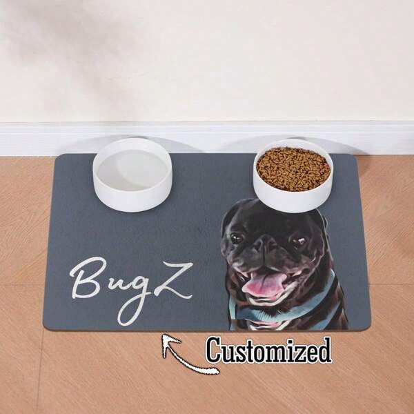 1 pieza Alfombrilla personalizada para perro con foto y nombre de mascota, alfombrilla para comida de perro personalizada, colorida, linda, minimalista, ideal para Navidad, para ella, para amantes de las mascotas, regalo de cumpleaños
