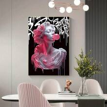 1 Stück schicker rosa Mädchen Luftballons Leinwand Wandkunst Muster, moderne flüssige Wanddekoration für Wohnzimmer Küche Poster für Zimmer, für Kunstliebhaber Heimdekoration Enthusiasten, perfektes Geschenk für Einweihungsparty, Zimmerdekoration Ästhetik, optionaler Rahmen. - Mehrfarbig - Übersicht 12
