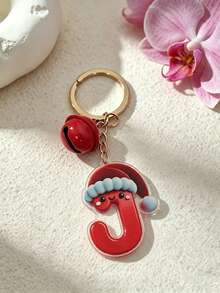 1pc The Acrylic Christmas Hat Paired With A Bell Design Keychain, The 26 Initials Of The Names Create A Festive Christmas Atmosphere - Bell - View 16