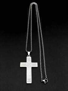 Catholic French Croix Du Pardon Cross Of Pardon Pendant Necklace Stainless Steel Gold Color Cross Of Forgiveness Chain Jewelry - Necklace - View 5