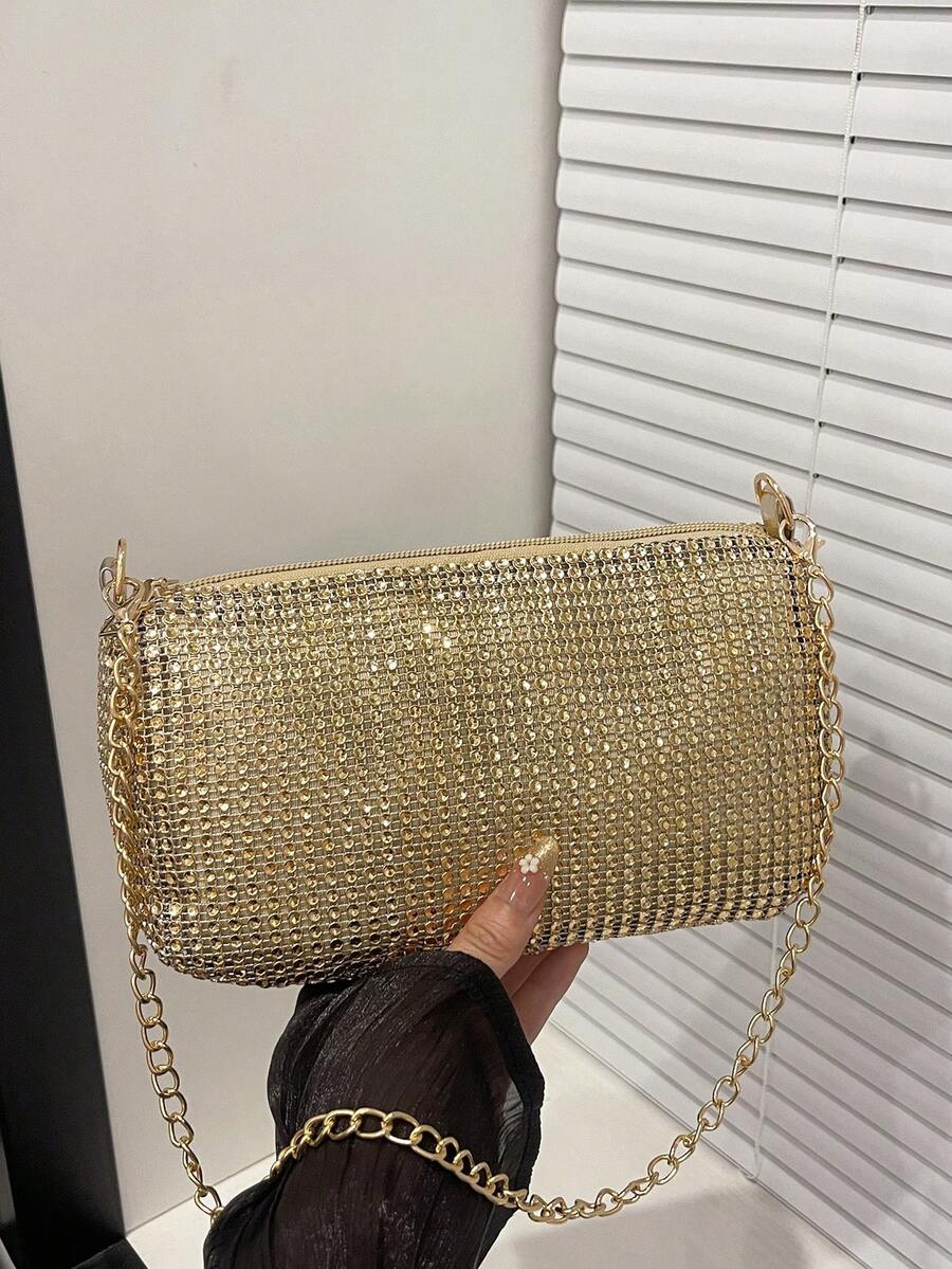 Fashion Women's Shoulder Bag, Minimalist Commuter Crossbody Bag, Large Capacity Handbag, Niche Design, Versatile Elegant Bag - Gold - View 1