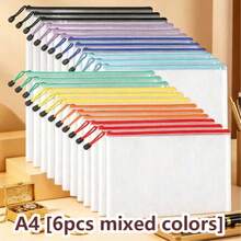 6/24pcs Colorful Waterproof Zipper Storage Bags A4/A5/A6, Multi-Purpose Stationery Office Supplies Board Game Cosmetics Storage Bags, Suitable For Travel, School, Office Supplies, Back To School Supplies, School Essentials, Meeting Documents Invoice Storage, Perfect For Back To School, Mother's Day, Father's Day, Teacher's Day, Nurse's Day Gifts - Multicolor - View 10