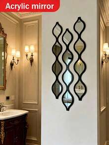 2D 12/20pcs Gold Teardrop Shaped Bathroom Mirror Set | Artistic Decorative Mirror For Bathroom, Living Room, Entryway Wall | Home Decor, Gift - Black 2pcs - View 8