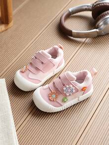 1 Pair Baby Girl Soft Sole Walking Shoes, Spring/Summer Cartoon Closed-Toe Shoes - Pink - View 4
