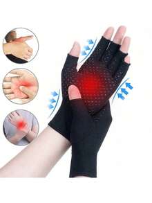 Unisex Compression Gloves, Hand Support Gloves For Rheumatism And Carpal Tunnel Pain Relief, Non-Slip Black Cycling Work Gloves With Grip Particles, Suitable For Cycling, Motorcycle Riding, Skiing, Fitness And Outdoor Sports - Multicolor - View 8